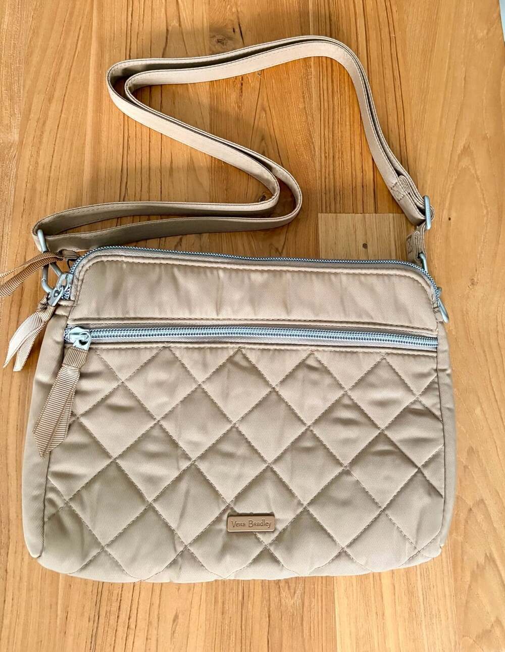 Vera Bradley Performance Triple Compartment Tan Crossbody Bag NWT